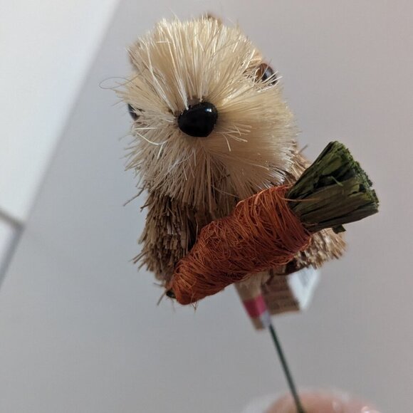 NWT Cute Sisal Bunny Rabbit w Carrot Plant Pick Fall Home Decor Michaels Ashland - Picture 4 of 7